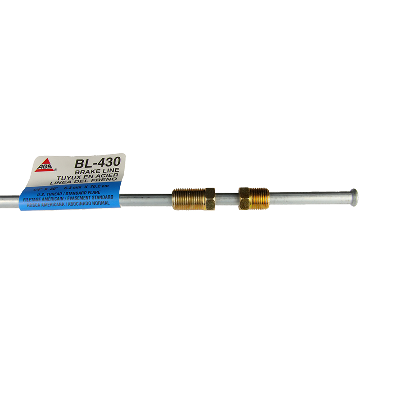 Ags Brake Line, Steel, 1/4 Inch Diameter, 30 Inch Length, For Domestic Vehicles, Single – BL-430