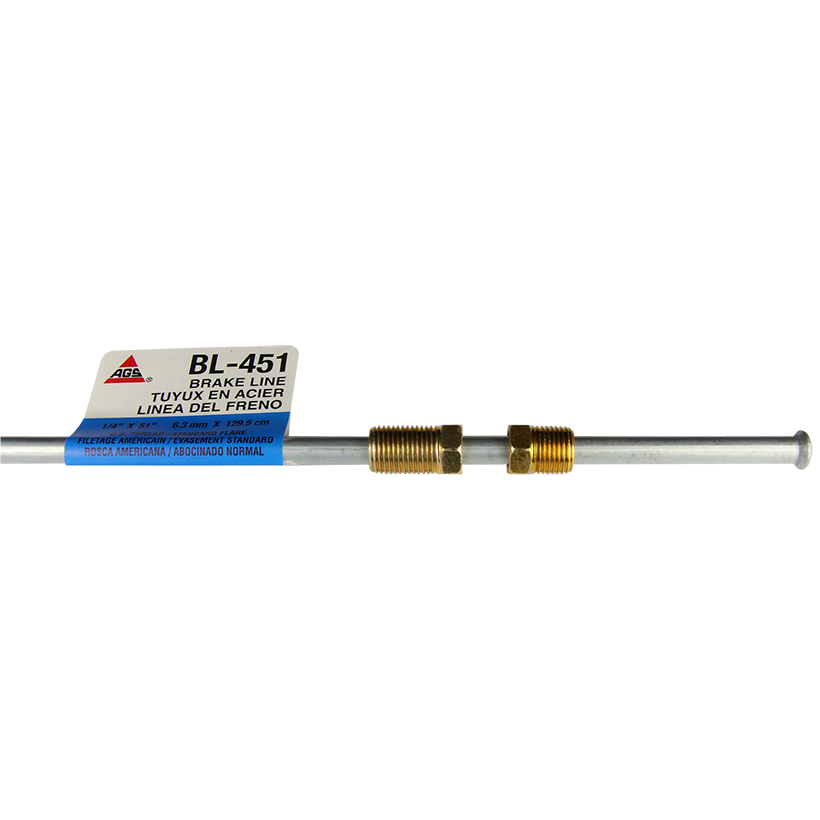 Ags Brake Line, Steel, 1/4 Inch Diameter, 51 Inch Length, For Domestic Vehicles, Single – BL-451