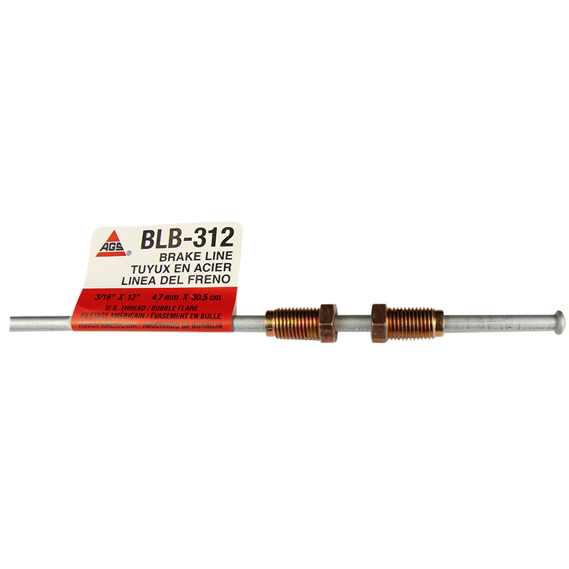 Ags Brake Line, Steel, 3/16 Inch Diameter, 12 Inch Length, For British Vehicles, Single – BLB-312