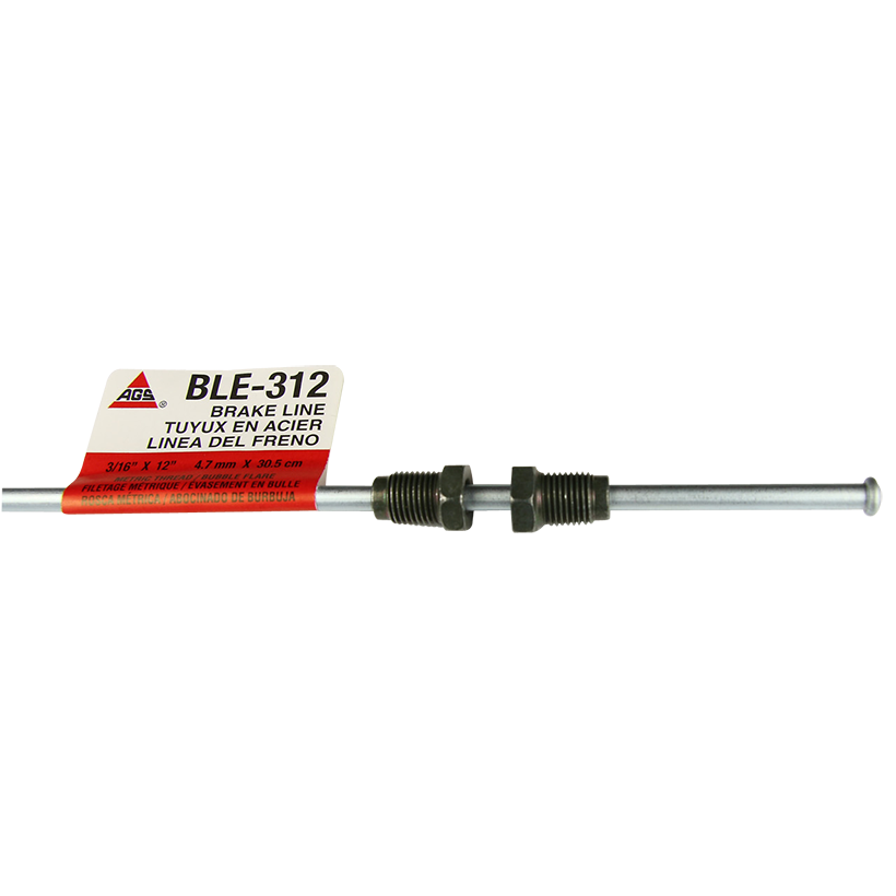 Ags Brake Line, Steel, 3/16 Inch Diameter, 12 Inch Length, For European Vehicles, Single – BLE-312