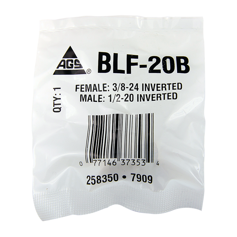 Ags Brake Line Fitting, Adapts 1/2-20 Port to 3/16 Inch Domestic Brake Line, 3/8-24 Female Inverted Flare to 1/2-20 Male Inverted Flare – BLF-20B