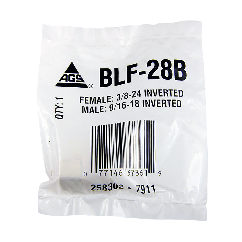 Ags Brake Line Fitting, Adapts 9/16-18 Port to a 3/16 Inch Domestic Brake Line, 3/8-24 Female Inverted Flare to 9/16-18 Male Inverted Flare – BLF-28B