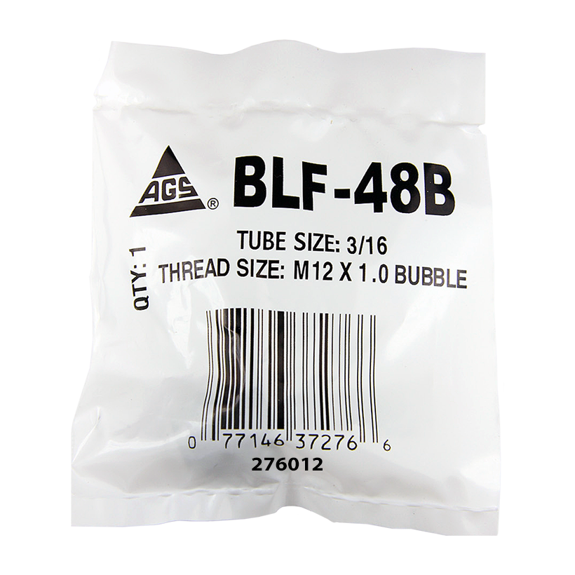 Ags Tube End Fitting Nut, 3/16 Inch Import Tube Size, Silver, Steel, 1 Fitting Per Bag – BLF-48B