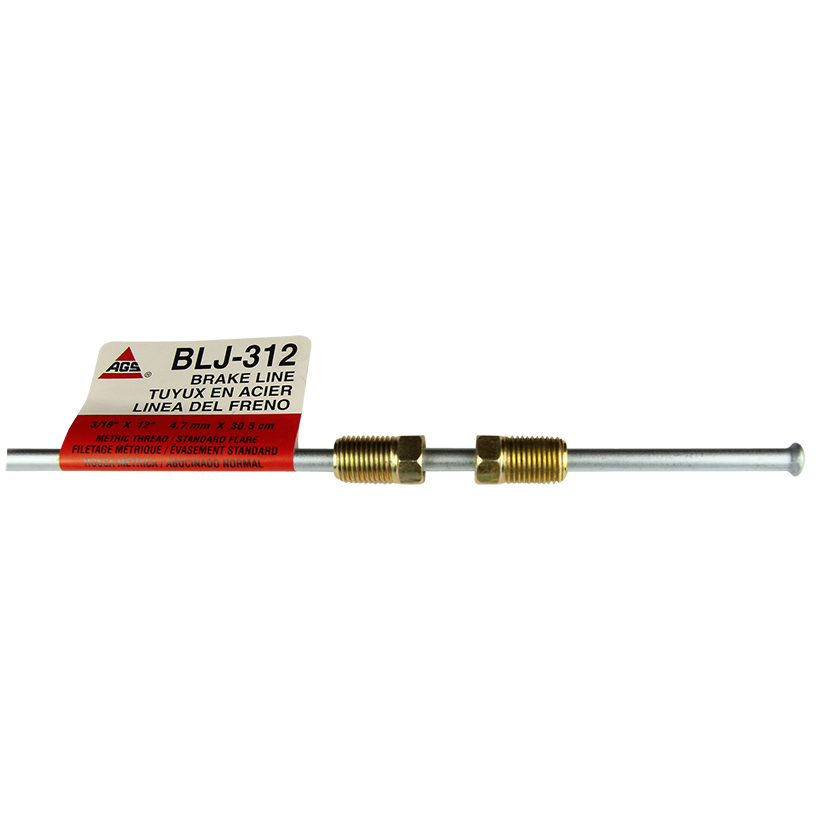 Ags Brake Line, Steel, 3/16 Inch Diameter, 12 Inch Length, For Japanese Vehicles, Single – BLJ-312