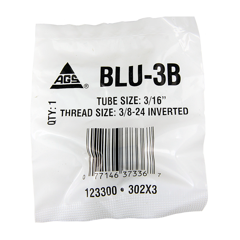 Ags Brake Line Fitting, Use for Joining 3/16 Inch Domestic Brake Lines, 3/16 Inch Tube Size to 3/8-24 Inverted Flare, Natural, Gold, Brass – BLU-3B