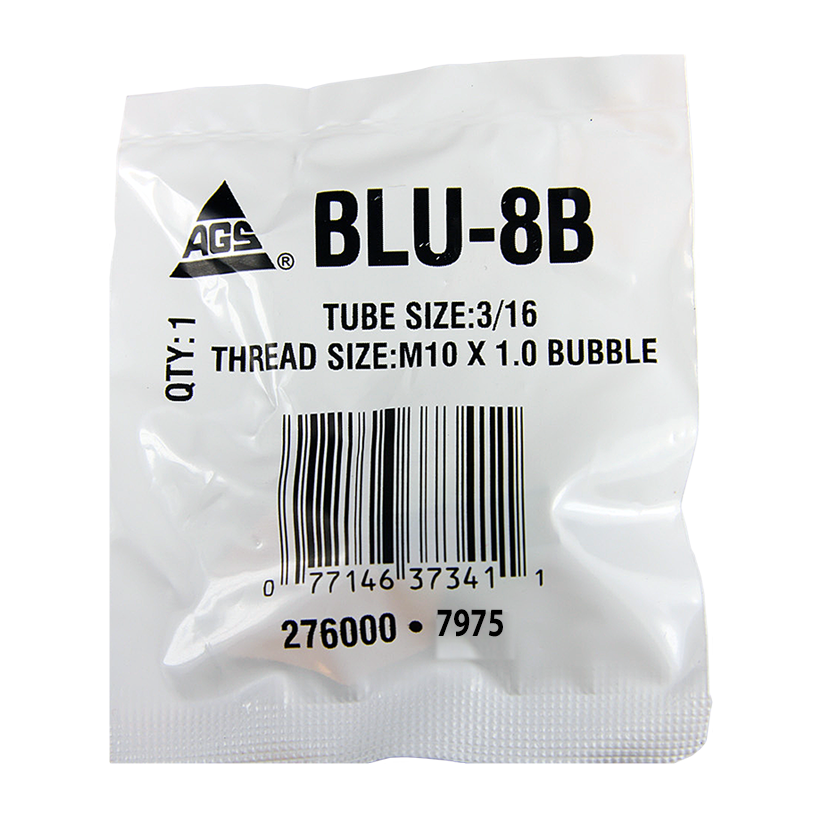 Ags Brake Line Fitting, Use for Joining 3/16 Inch European Brake Line, 3/16 Inch Tube Size to M10 X 1.0 Bubble, Natural, Silver, Steel – BLU-8B