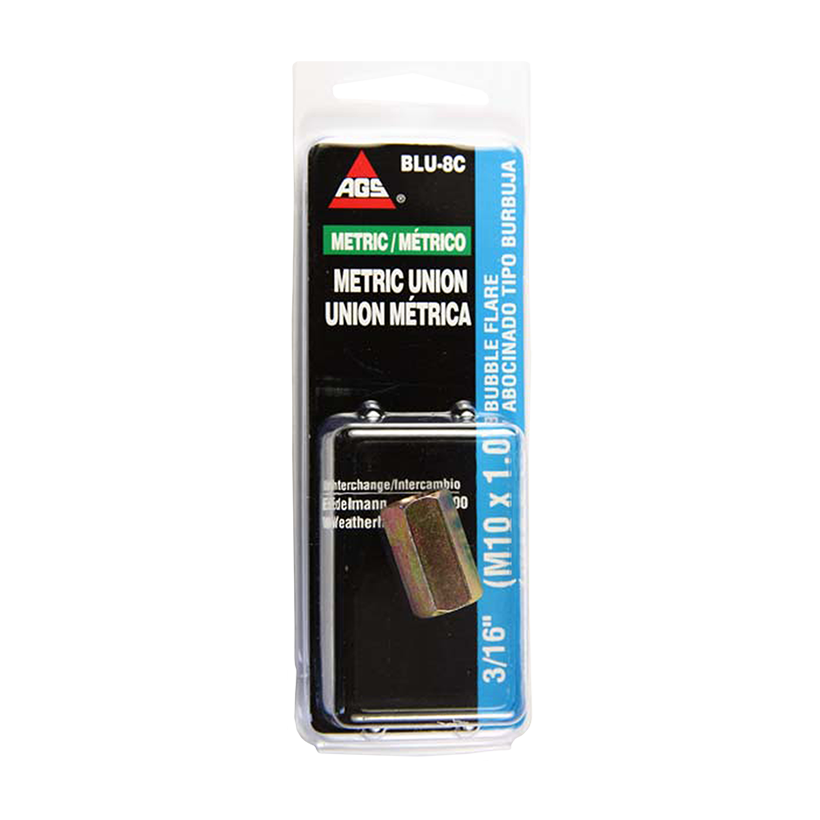 Ags Brake Line Fitting, Use for Joining 3/16 Inch European Brake Line, 3/16 Inch Tube Size to M10 X 1.0 Bubble, Natural, Silver, Steel – BLU-8C