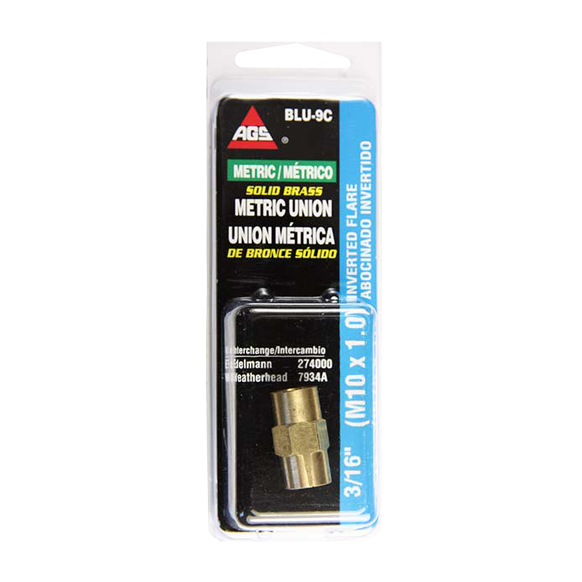 Ags Brake Line Fitting, Use for Joining 3/16 Inch Japanese Brake Lines, 3/16 Inch Tube Size X M10 X 1.0 Inverted Flare, Natural, Gold, Brass – BLU-9C