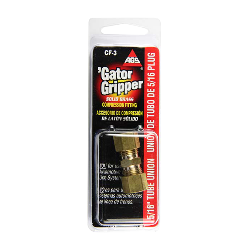 Ags Compression Fitting, 5/16 Inch Tube Size, Brass, 1 Fitting Per Card – CF-3