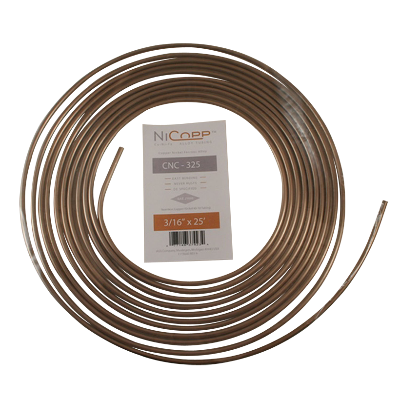Ags Brake Line, Nickel Copper Iron, 3/16 Inch Diameter, 25 Foot Length, For Domestic European Japanese British Vehicles, Single – CNC-325