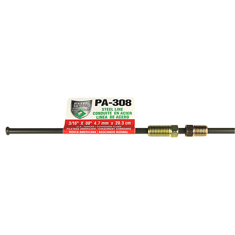 Ags Brake Line, Pvf Coated, 3/16 Inch Diameter, 8 Inch Length, For Domestic Vehicles, Single – PA-308