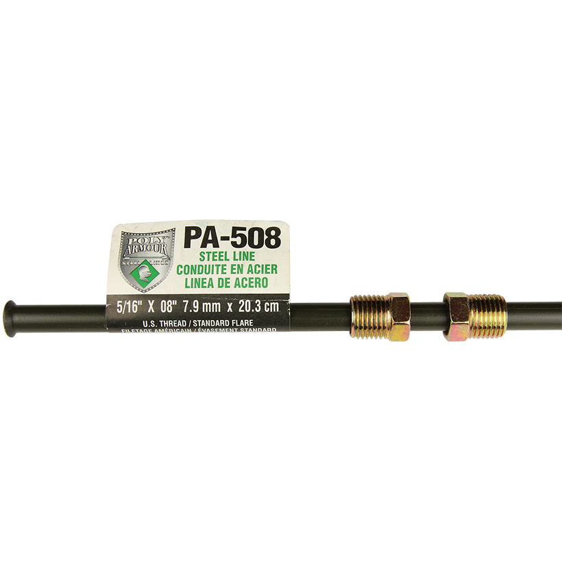 Ags Fuel Line, Poly Armour ®, For Domestic Vehicles, 8 Inch Length, 5/16 Inch Diameter, Bendable, Pvf Coated Steel, Single – PA-508