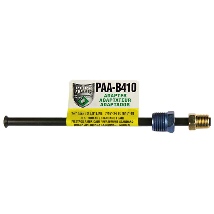 Ags Brake Line Fitting, Adapts 9/16-18 Port to 1/4 Inch Domestic Fuel Line, 7/16-24 Female Inverted Flare to 9/16-18 Female Inverted Flare – PAA-B410