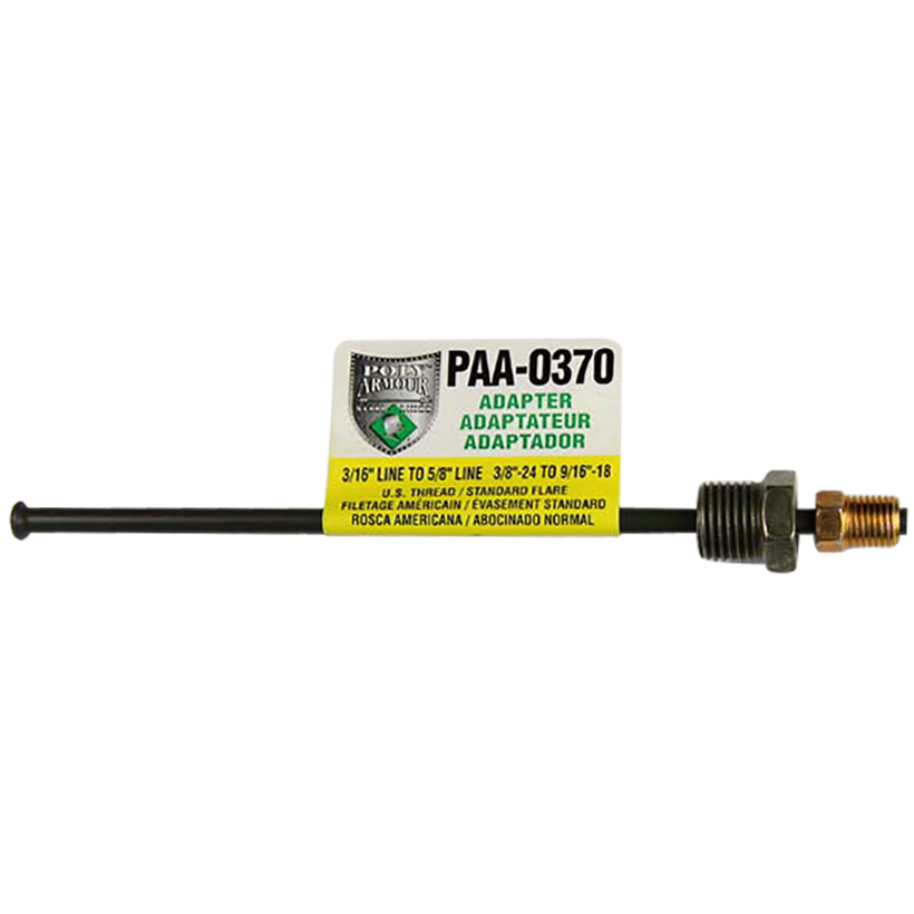 Ags Brake Line Fitting, Adapts 9/16-18 Port to 3/16 Inch Domestic Fuel Line, 3/8-24 Female Inverted Flare to 9/16-18 Female Inverted Flare – PAA-O370