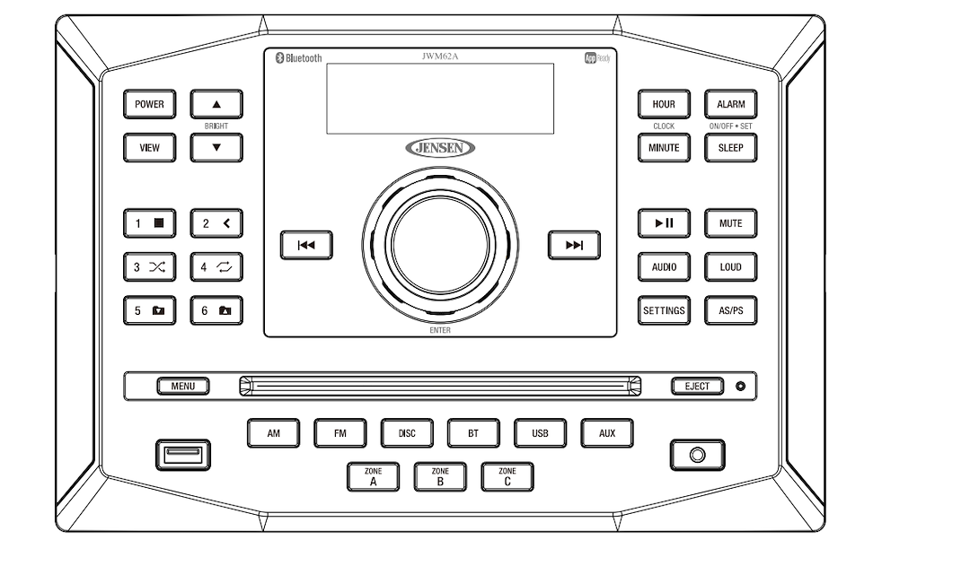 Asa Radio, Automotive, FM, With Bluetooth Functionality, Plays CD/ CD-R/ CD-Rw/ DVD/ Dvd+r/ DVD Rw/ DVD-R/ DVD-Rw/ MP3 – JWM62A