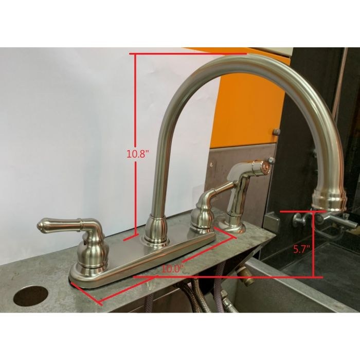 Empire Fauce Faucet, Used for Kitchen, Single Piece 8 Inch Deck Mount, Gooseneck Spout, 2 Teapot Handle, Brushed Nickel Plated – NN801GSN