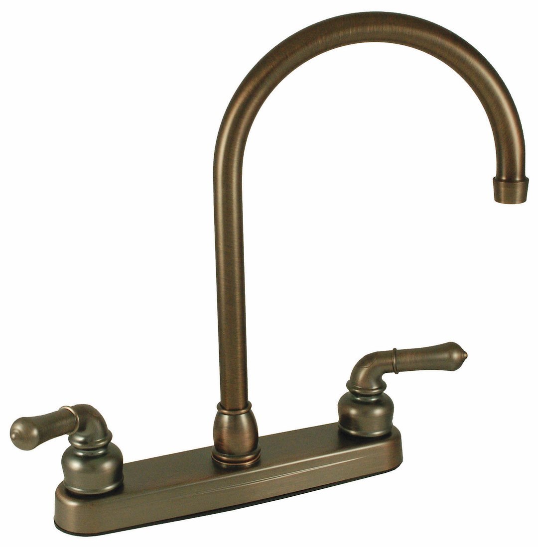 Empire Fauce Faucet, Ultra Line, Used for Kitchen, Single Piece 8 Inch Deck-Mount, Gooseneck Spout, 2 Teapot Handle – U-YOB800GSOB