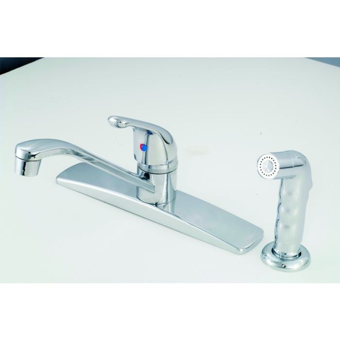 Empire Fauce Faucet, Used for Kitchen, Single Piece 8 Inch Deck Mount, D-Spout, Single Lever Handle, Chrome Plated, 1/2 Inch NPT – SL801F-4