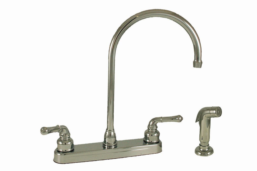 Empire Fauce Faucet, Ultra Line, Used for Kitchen, Single Piece 8 Inch Deck-Mount, Gooseneck Spout, 2 Teapot Handle – U-YCH801GS