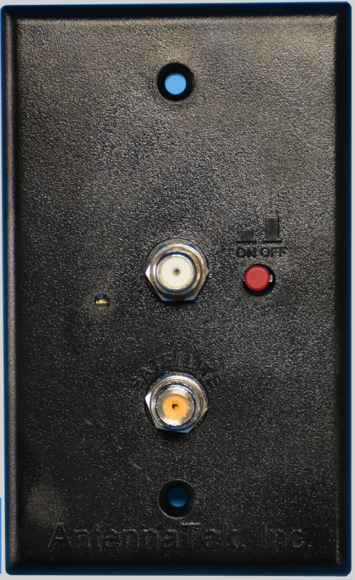 Antennatek Wall Plate Power Supply, 5 Ohm with Splitter for 2 Tvs, 1 Input for Cable TV and 1 for Satellite, With On/Off Switch – 065856