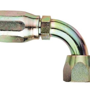 Aeroquip Hose End Fitting- Power Steering, -6 AN Hose, 9/16 Inch-18 Female Threads, 90 Degree Elbow, Steel, Single – FBM1389
