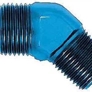 Aeroquip Adapter Fitting, 45 Degree -6 AN Male to 1/2 Inch Pipe Thread, Anodized, Blue, Aluminum – FBM2443