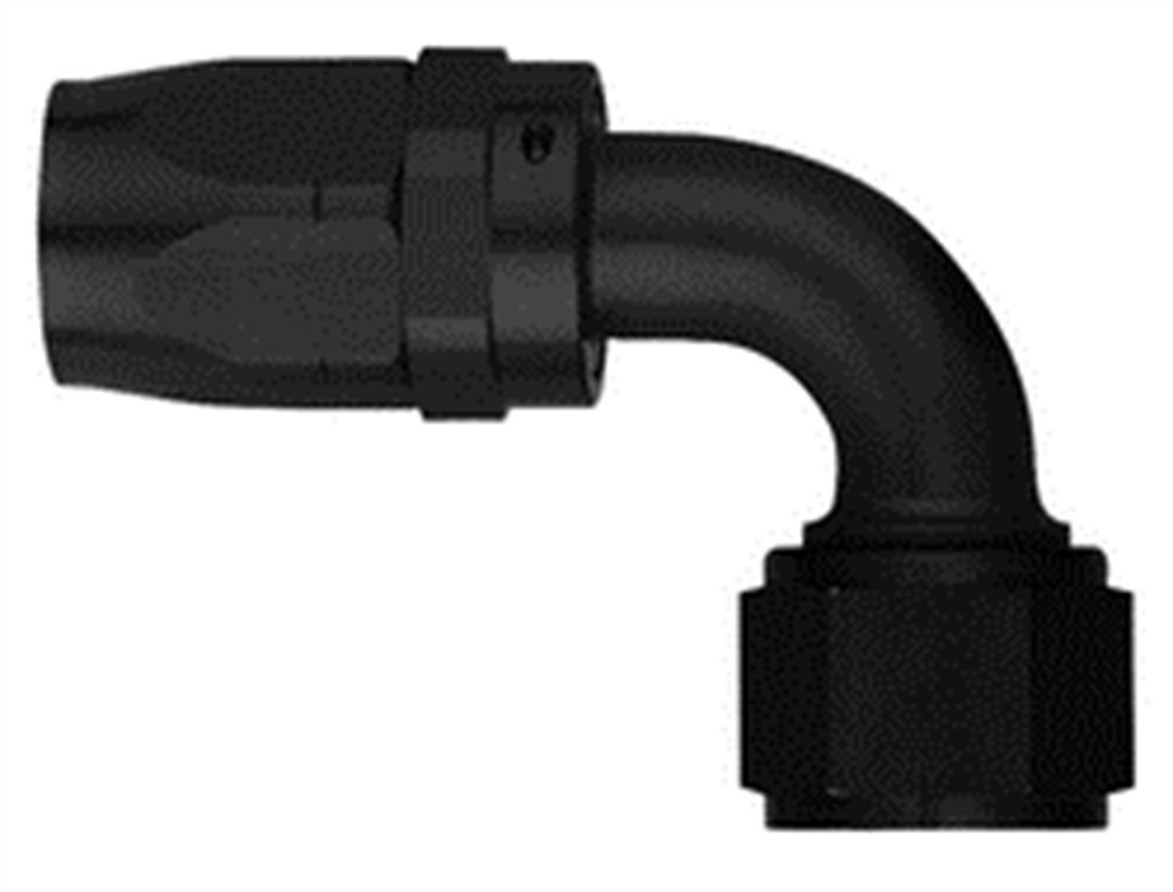 Aeroquip Hose End Fitting, -6 AN Hose, 90 Degree Elbow, Anodized, Black, Aluminum – FBM4432