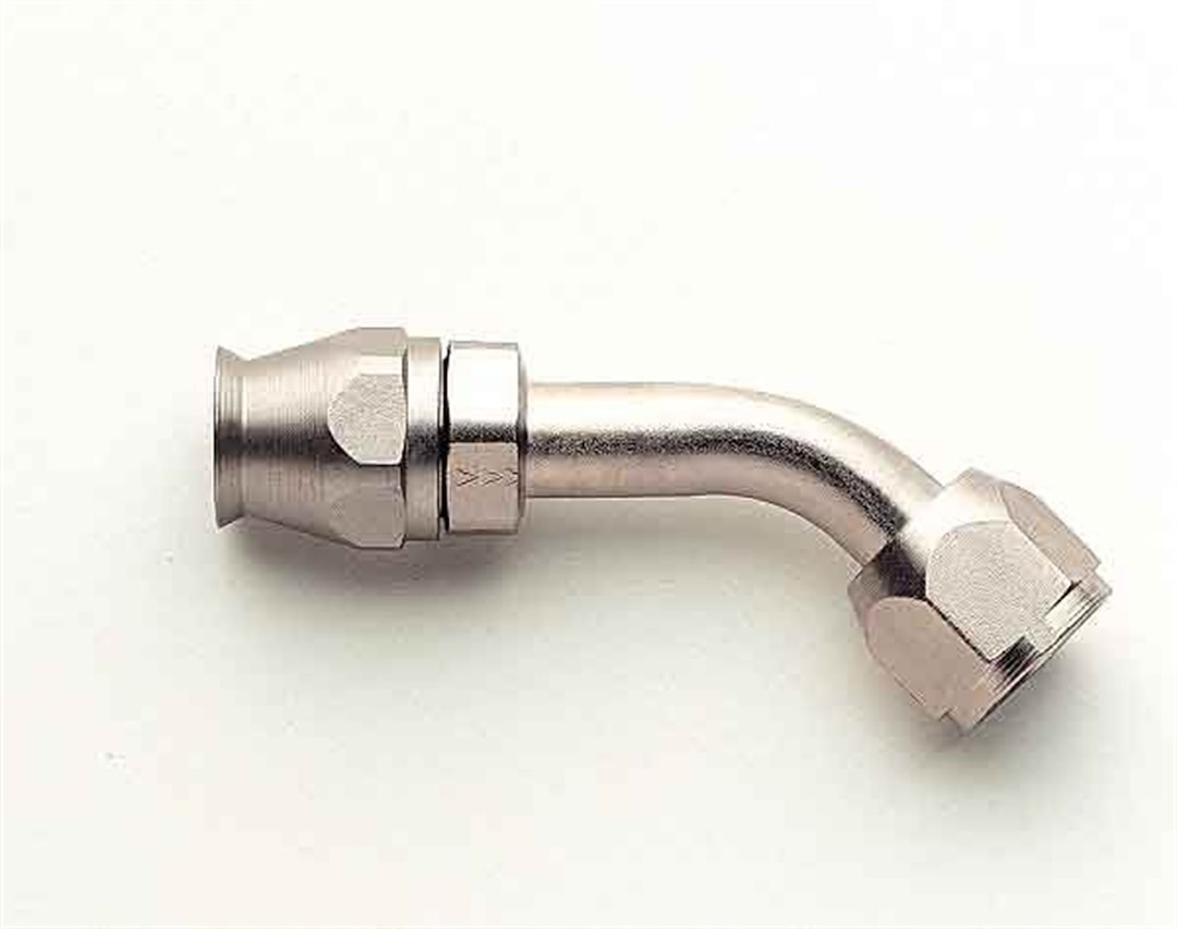 Aeroquip Air Conditioner Hose End Fitting, -10 AN Female O-Ring Pilot, 45 Degree, Nickel Plated, Steel – FCE1724