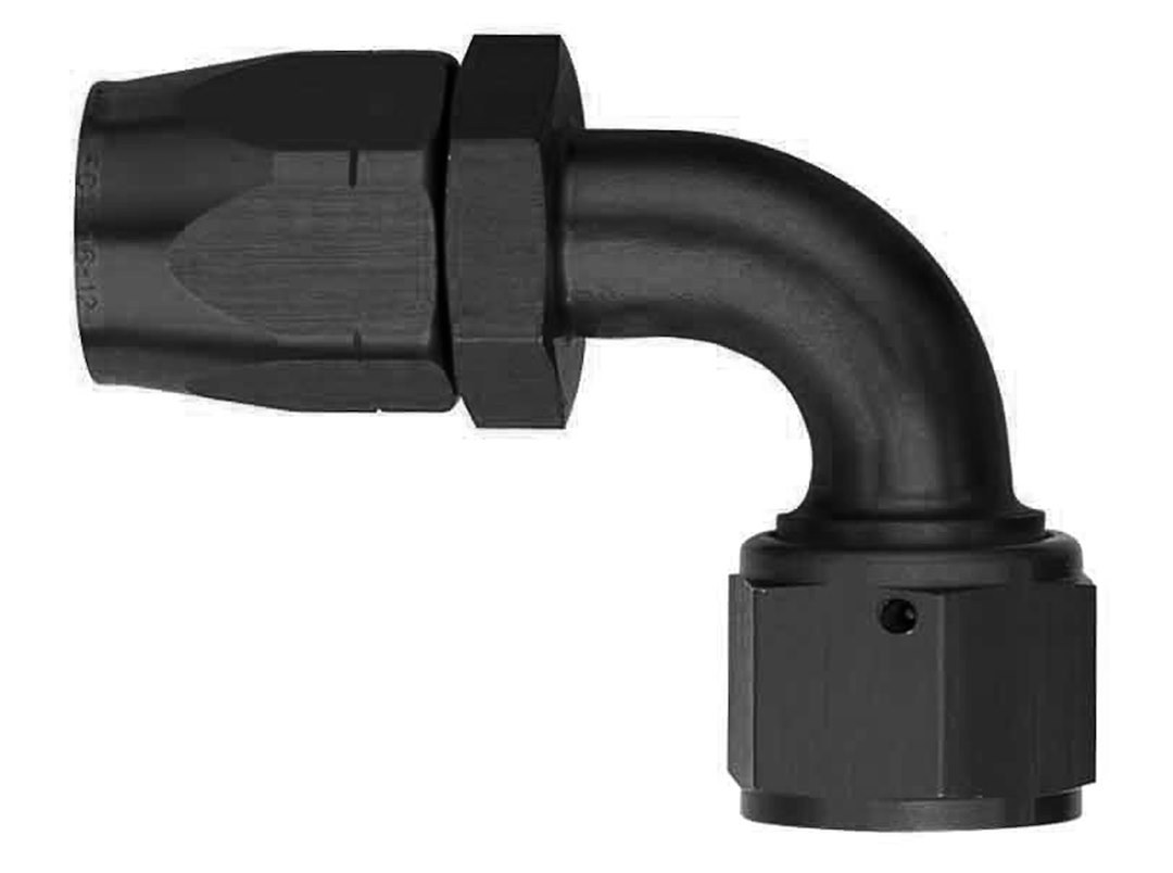 Aeroquip Hose End Fitting, -6 AN Hose, 90 Degree Elbow, Anodized, Red/Blue, Aluminum – FCM1032