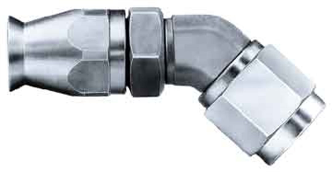 Aeroquip Hose End Fitting, -4 AN Hose, 45 Degree Elbow, Stainless Steel, Single – FCM1146