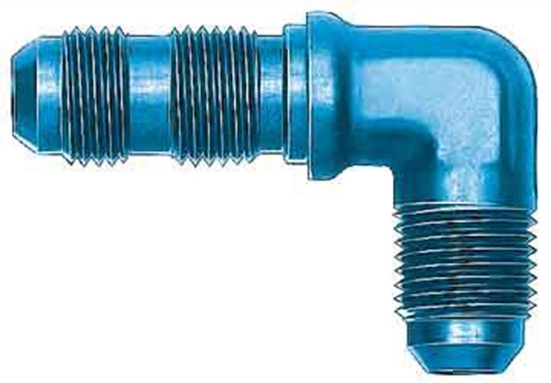 Aeroquip Coupler Fitting, -6 AN Male, 90 Degree Elbow Bulkhead Union, Aluminum, Blue, Single – FCM2082