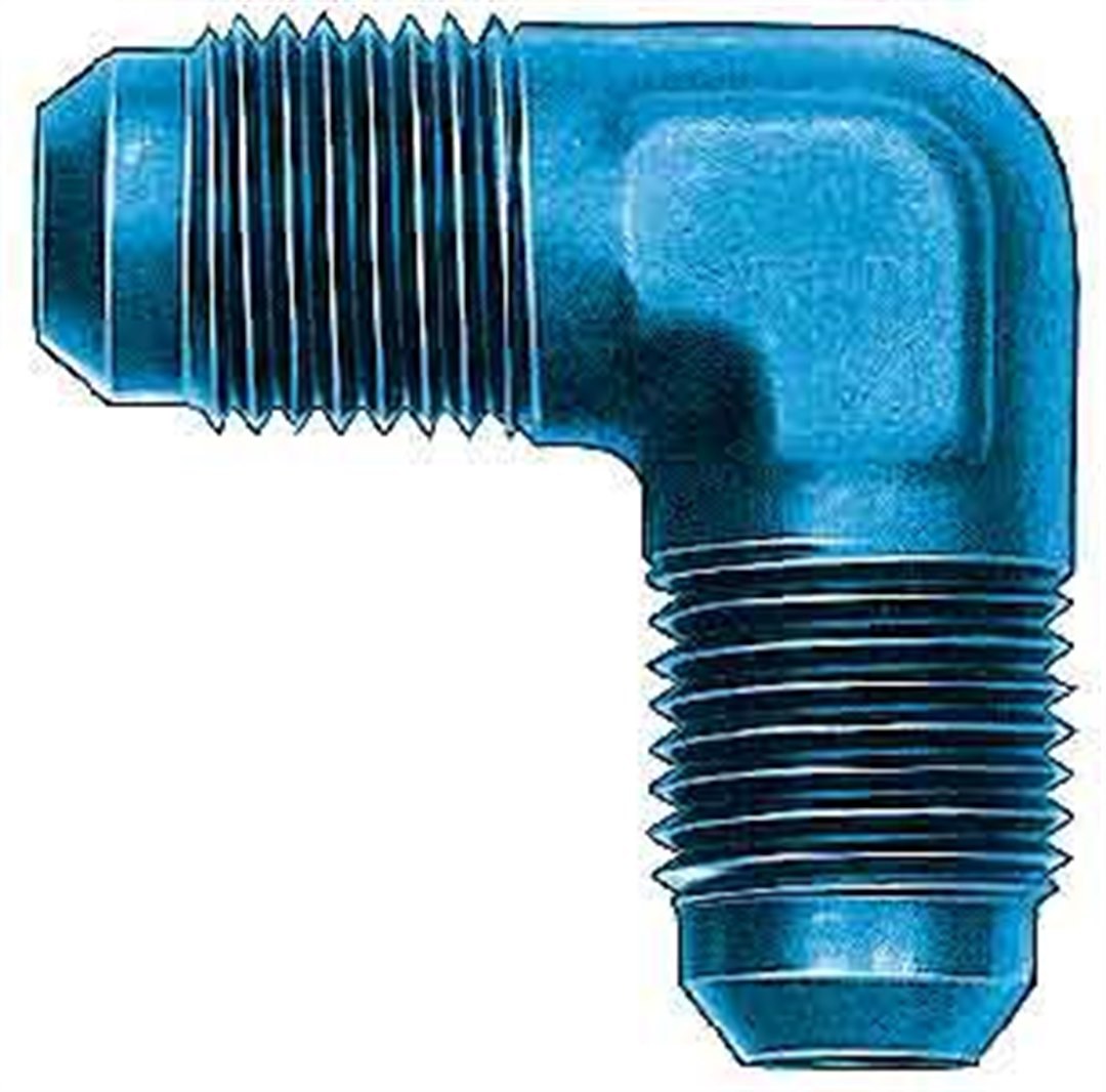 Aeroquip Coupler Fitting, -6 AN Male, 90 Degree Elbow Union, Aluminum, Blue, Single – FCM2120