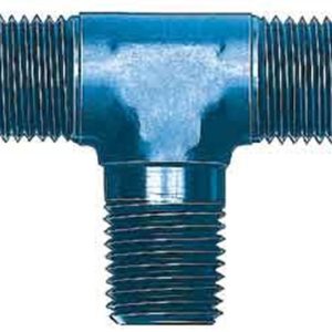 Aeroquip Adapter Fitting, Tee on Branch -8 AN Male to 3/8 Inch Pipe Thread, Anodized, Blue, Aluminum – FCM2123