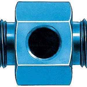 Aeroquip Fuel Pressure Gauge Fitting, -6 AN Male to -6 AN Male, Straight, 1/8 Inch NPT Side Port, Anodized, Blue, Aluminum, Single – FCM2183