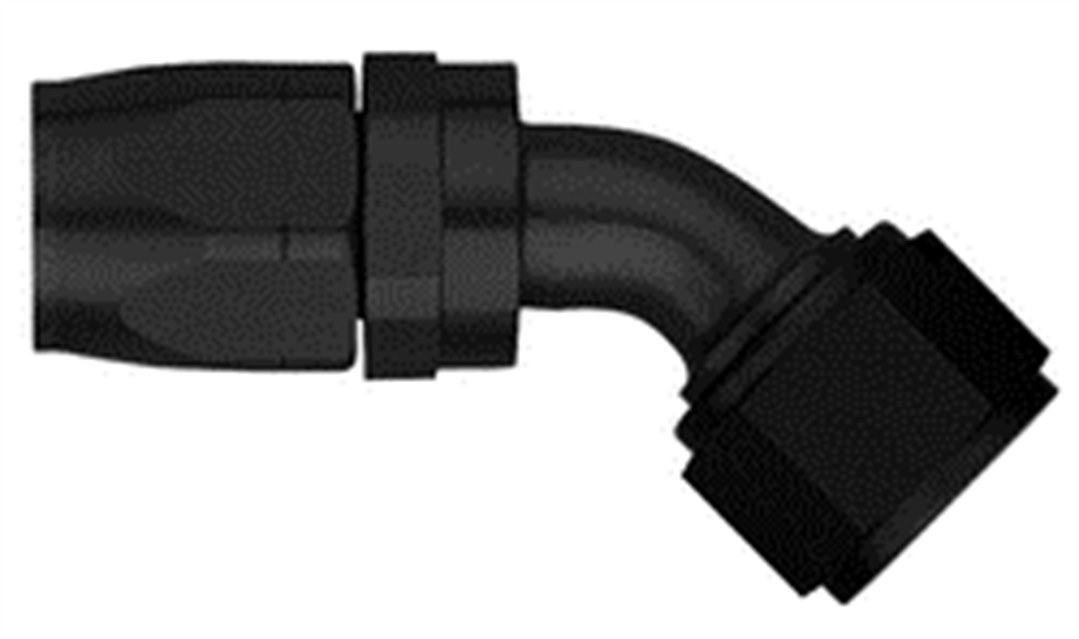 Aeroquip Hose End Fitting, -16 AN Hose, 45 Degree Elbow, Anodized, Black, Aluminum – FCM4426