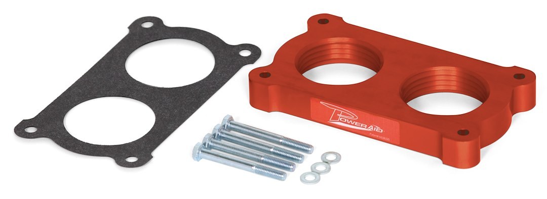 AIRAID Throttle Body Spacer, Poweraid ®, 1 Inch Thick, Billet, Aluminum, Anodized Red – 450-610