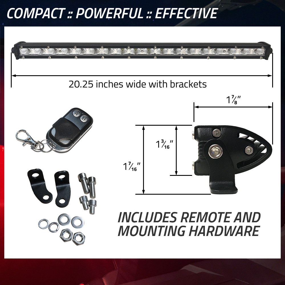 Advanced Acc Light Bar, Brite-Saber, LED Bulb, 18-1/2 Inch Length, 18 Led’s, 8 Flash Patterns, Red Brake Light, Amber Turn Signal Light – 81801