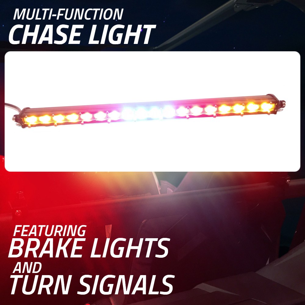 Advanced Acc Light Bar, Brite-Saber, LED Bulb, 18-1/2 Inch Length, 18 Led’s, 8 Flash Patterns, Red Brake Light, Amber Turn Signal Light – 81801