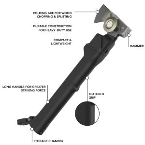ACLIM8 Camping Multi Tool, Combar™ Foldaxe, Use as Hatchet and Hammer, 15-3/4 Inch Length, Stainless Steel Hatchet and Hammer – FG-020