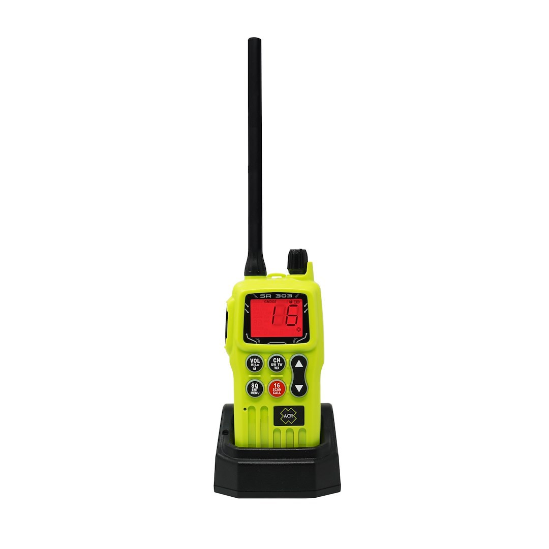 Acr Electron VHF Radio, SR303, Handheld, United States/ Canadian/ International Channels, 2.5 Watt, Without GPS Capability – 4587