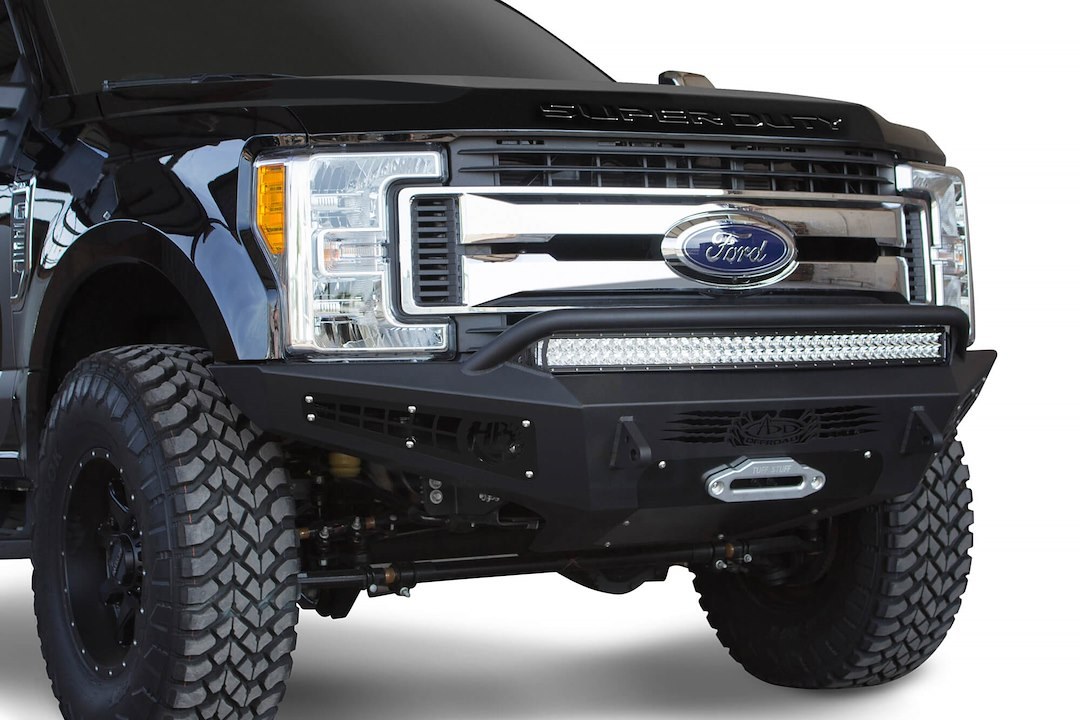 A.desert Des Bumper, Honeybadger, One Piece Design, Direct-Fit, Mounting Hardware Included, With Short Bull Bar, With Winch Mount – F167382840103