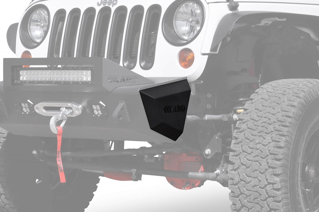 A.desert Des Bumper End, Stealth Fighter, Powder Coated, Hammer Black with Satin Black Panel, Steel, Without Storage, With Add Logo – F95128NA01NA