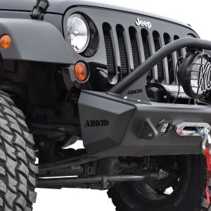 A.desert Des Bumper End, Stealth Fighter, Powder Coated, Hammer Black with Satin Black Panel, Steel, Without Storage, With Add Logo – F95128NA01NA