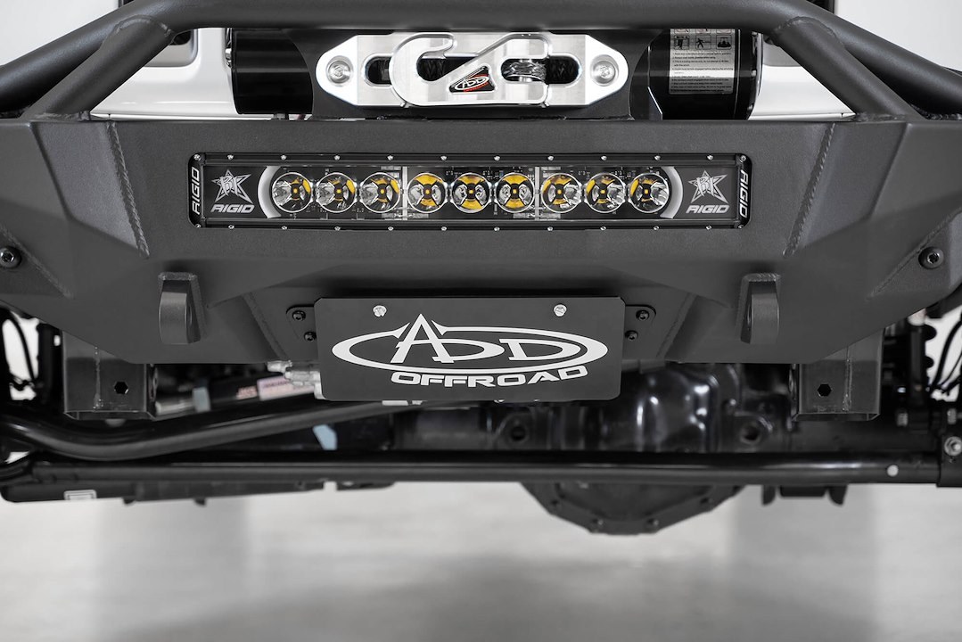 A.desert Des License Plate Bracket, Stealth Fighter, Use with Stealth Fighter Front Bumpers, Hammer Black Powder Coated, Steel – AC96154601NA