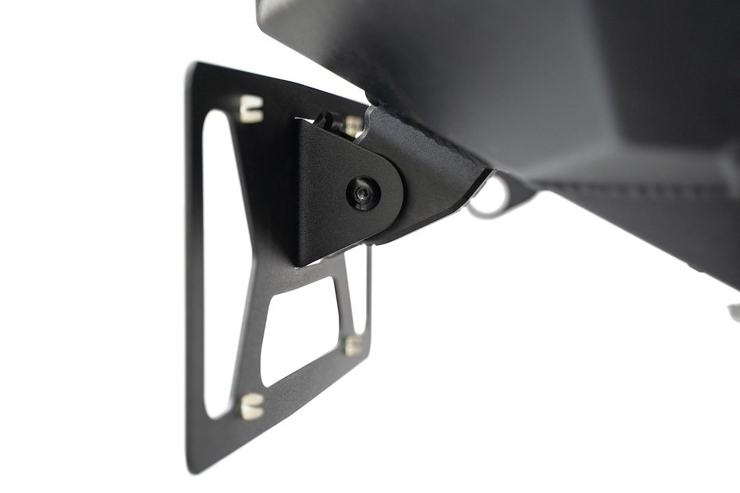 A.desert Des License Plate Bracket, Mounts to D-Ring Mounts with 1 Inch Hole, Adjustable, Rremovable, Powder Coated, Black, Steel – AC9905201NA