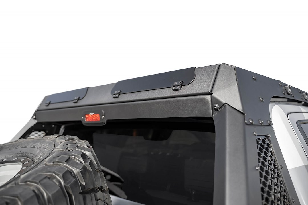 A.desert Des Roof Rack, Honeybadger Chase Rack, Direct-Fit, Mounts to Honeybadger Rack, Powder Coated, Hammer Black, Aluminum, Single – C995491480103