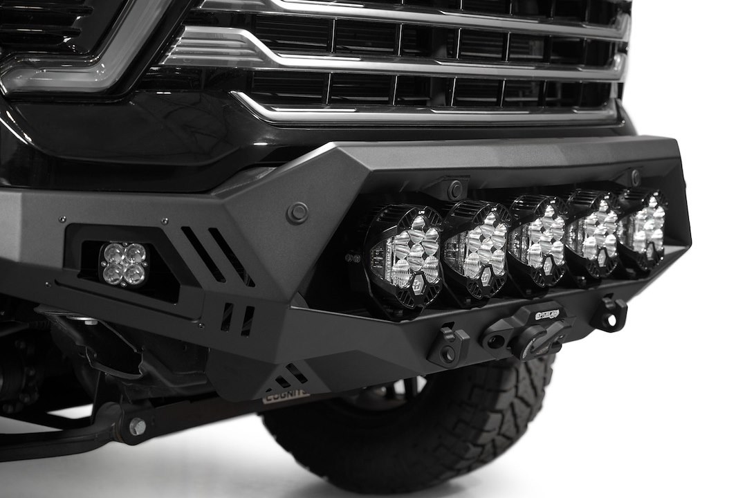 A.desert Des Bumper, Bomber HD, One Piece Design, Direct-Fit, Mounting Hardware Included, Without Grille Guard, With Winch Mount – F820043500103