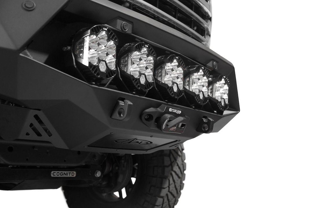 A.desert Des Bumper, Bomber HD, One Piece Design, Direct-Fit, Mounting Hardware Included, Without Grille Guard, With Winch Mount – F820043500103