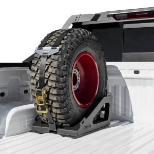 A.desert Des Spare Tire Carrier, Bed Mount, 33 to 40 Inch Tire (14 Inch Width), Hammer Black Powder Coated, Single, Universal – T99918NA01NA