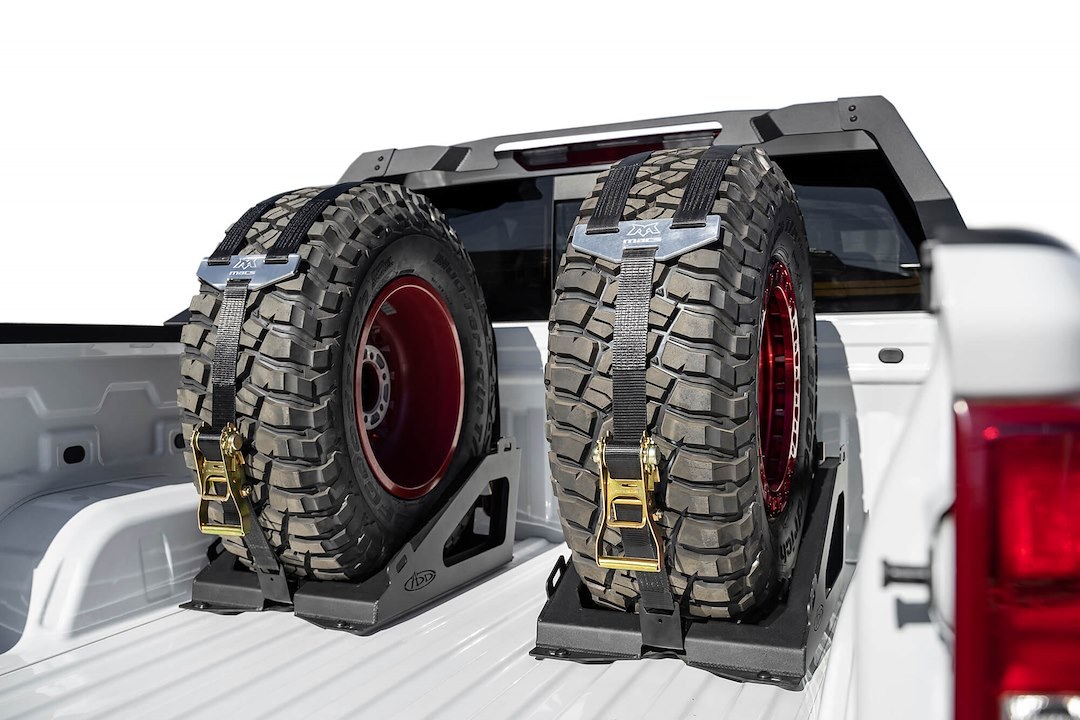 A.desert Des Spare Tire Carrier, Bed Mount, 33 to 40 Inch Tire (14 Inch Width), Hammer Black Powder Coated, Single, Universal – T99918NA01NA